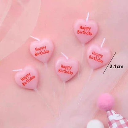 Love-Shaped Happy Birthday Cake with Candles