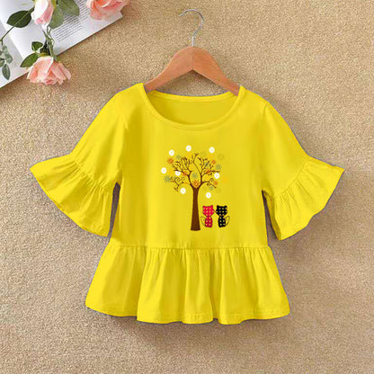 Children's Ruffled Sleeve T-shirt Summer Bottoming