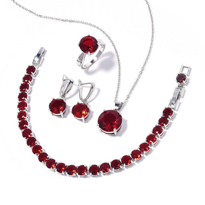 Geometric Round Earrings Ring Bracelet Necklace Ornament Suit