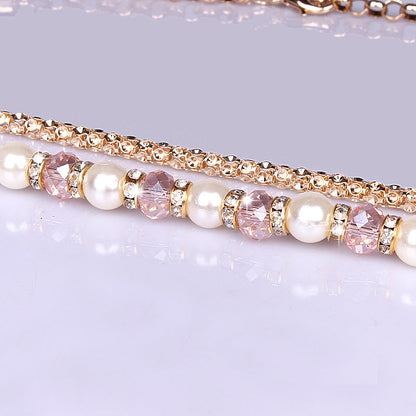 Pearl Waist Chain Fashion All-match Thin Belt With Rhinestone Decoration