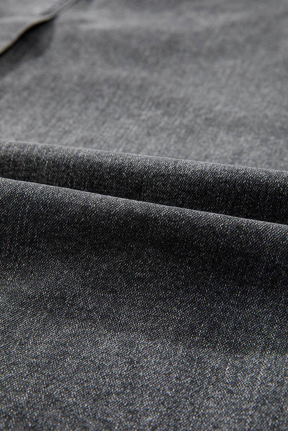 Raw Hem Midi Denim Skirt with Pockets for Women