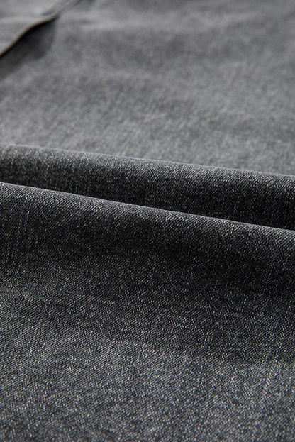 Raw Hem Midi Denim Skirt with Pockets for Women