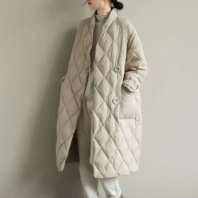 Plus Size Lightweight Down Cotton Coat Jacket Winter Long Below The Knee Loose Thick Bread Coat