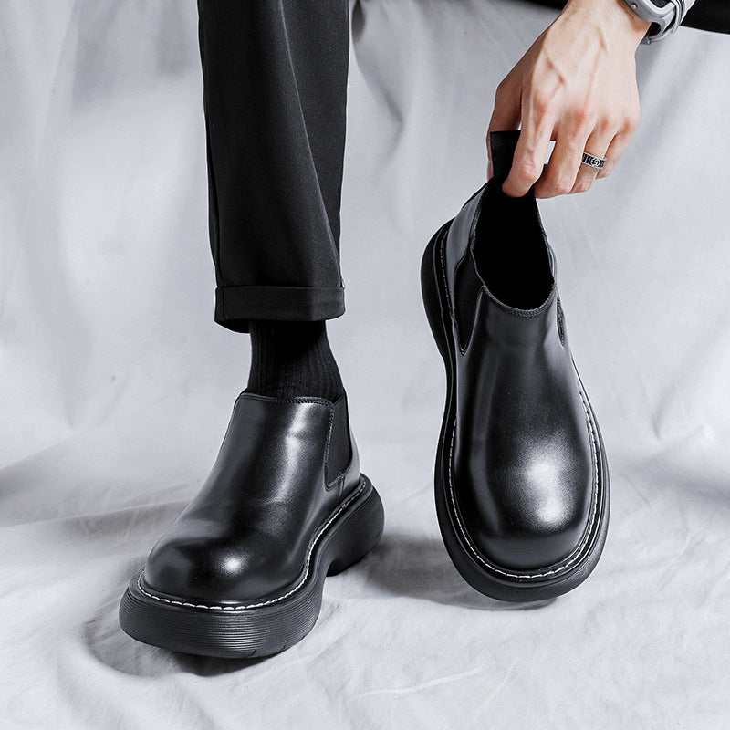 Martin Boots Black And Round Thick-soled Men