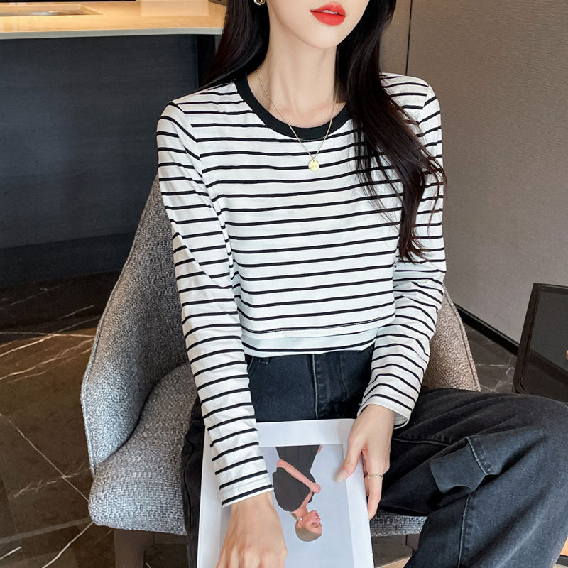 Striped Nursing Shirt Spring And Autumn Long Sleeve Nursing Clothes