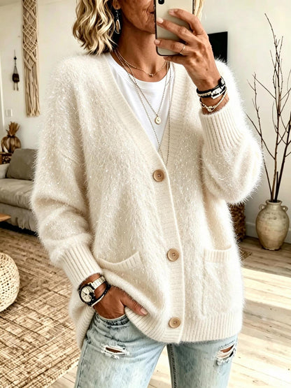 Button-down Knitted Cardigan Sweater Coat For Women