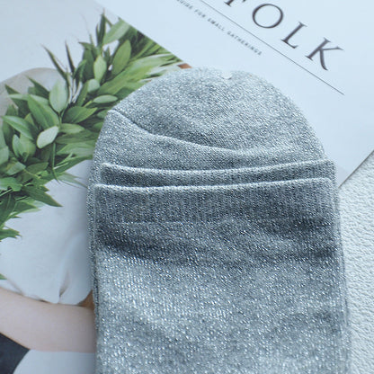 Women's Glitter Ribbed Mid Calf Slouch Socks