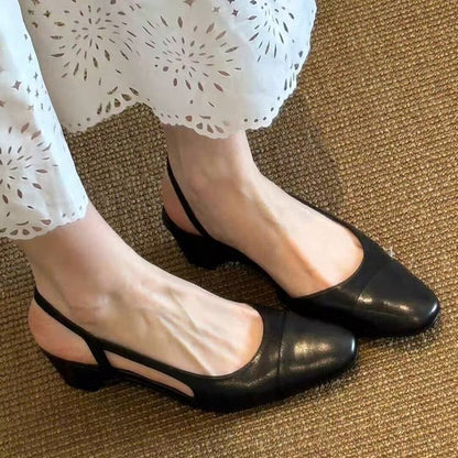 Women Vintage Minimalist Cap Toe Spliced Slingback Flats Matching Casual Daily