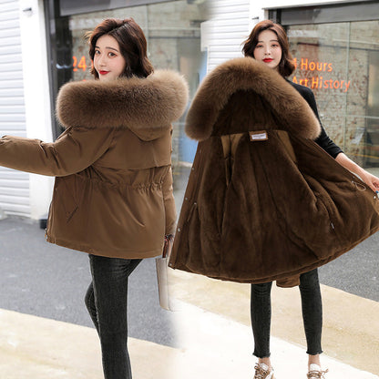 Large Fur Collar Mid Length Pie Overcoming Women