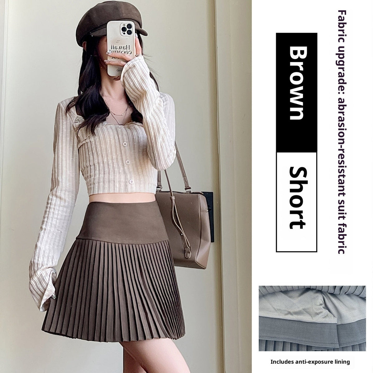 Woolen Slim Pleated Skirt For Women