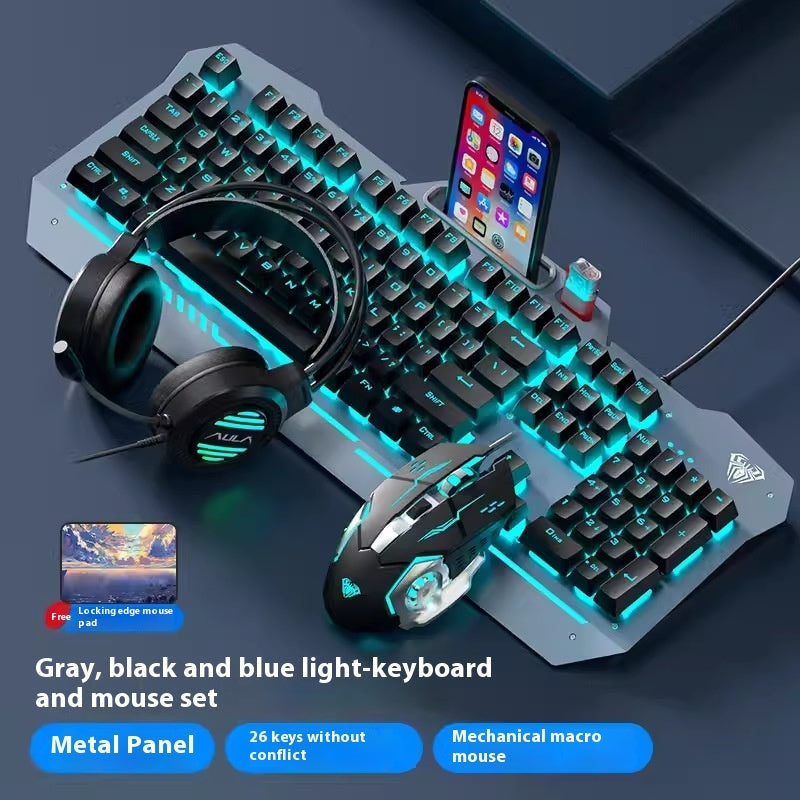 Mechanical Feeling Wired Key Mouse Headset Bundle