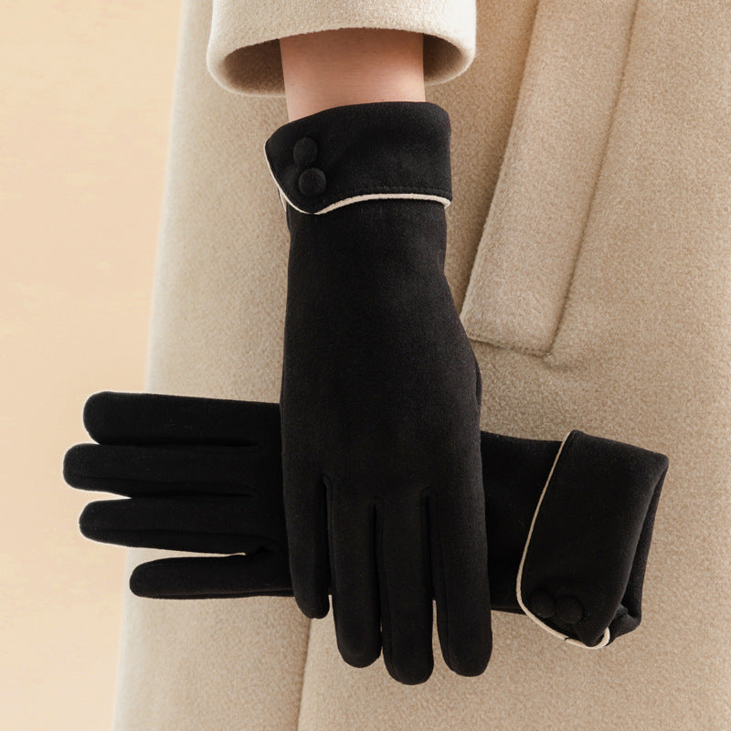 Women's Fleece-lined Warm Graceful Bow Gloves