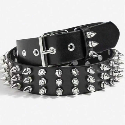Men's And Women's Gothic-style Three-row Studded Belt