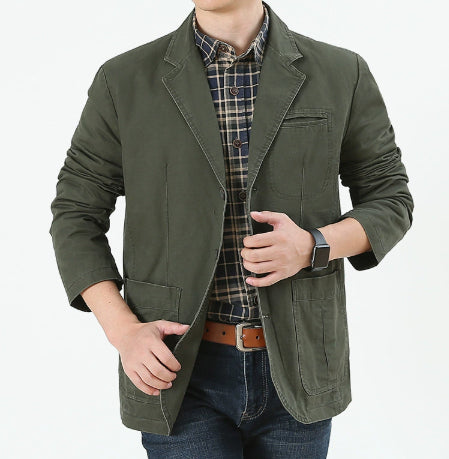 Cotton-linen Loose-fit Solid-color Lightweight Regular Casual Blazer