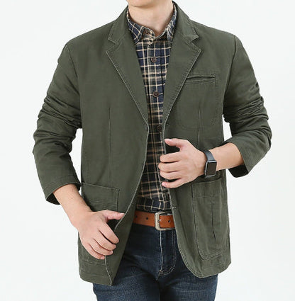 Cotton-linen Loose-fit Solid-color Lightweight Regular Casual Blazer