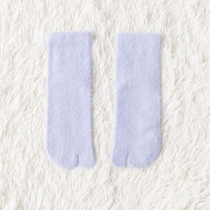 Women's Fleece-lined Thermal Winter Toe Socks Mid-calf Thick Warm
