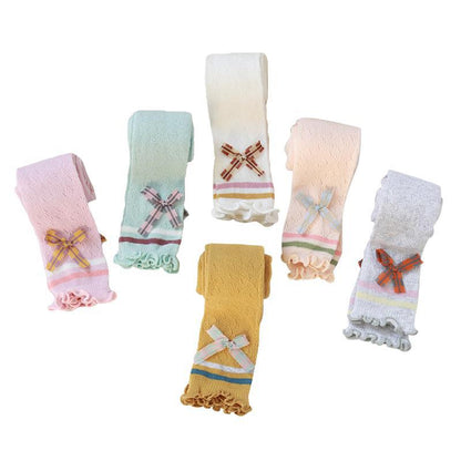 Ice Silk Cotton Baby Long Tube Over The Knee Socks Bow Girls Socks