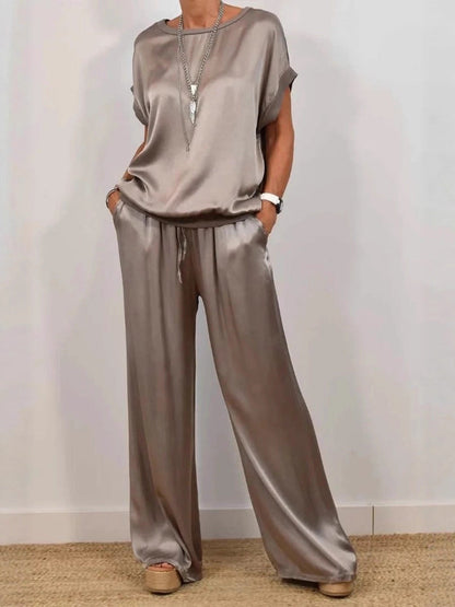 2026 Spring Summer New Cross-Border Trade Amazon Independent Site Trendy Loose Shirt Wide-Leg Pants Casual Set