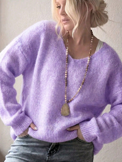 Loose Laid-back Style Soft And Smooth Solid-color Pullover Sweater