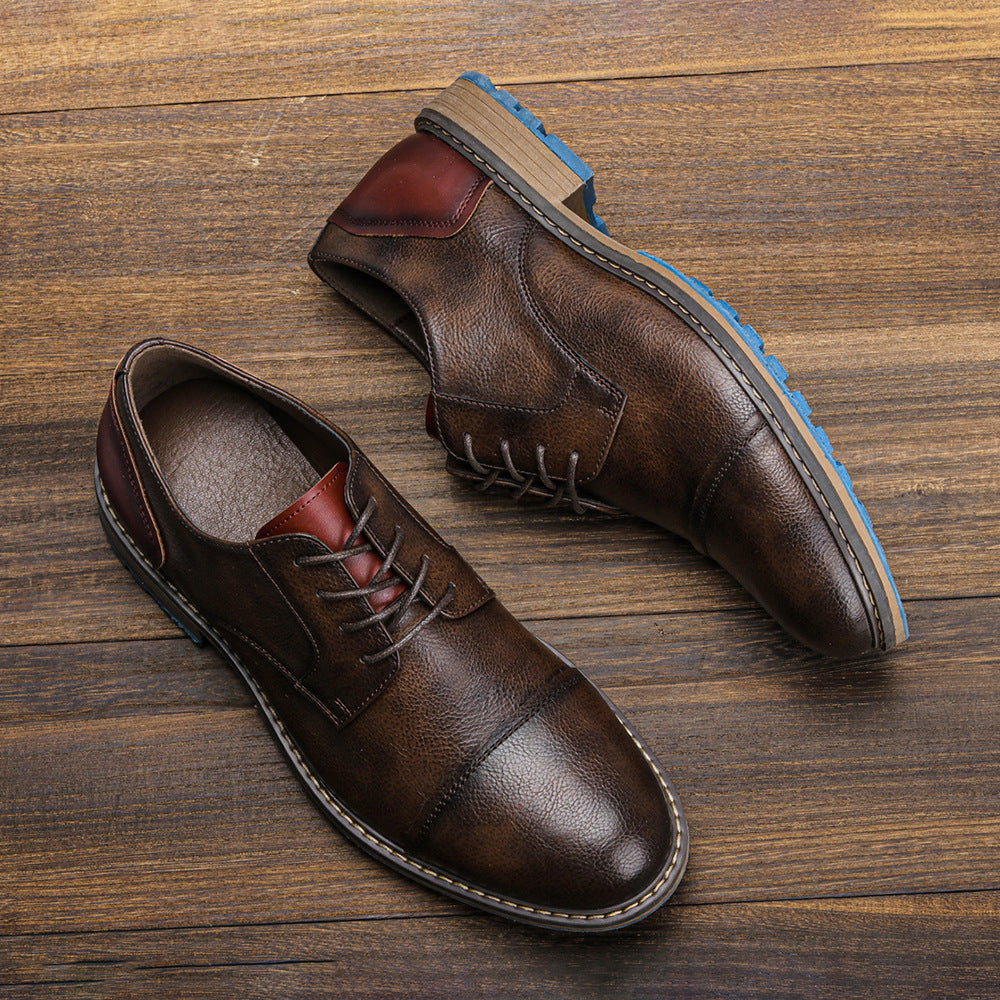 Spring Men's Leather Breathable Business Derby Shoes