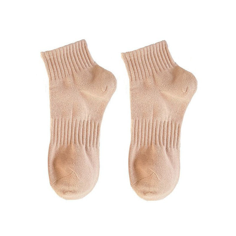 Womens Mid-calf Socks Solid-color Athletic Socks