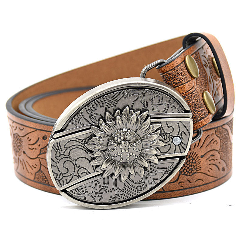 Personality Student Trendy Printing Engraving Smooth Buckle Knife Embossing Belt