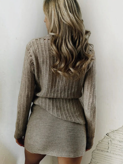 Casual versatile collar solid color sweater jacket cardigan