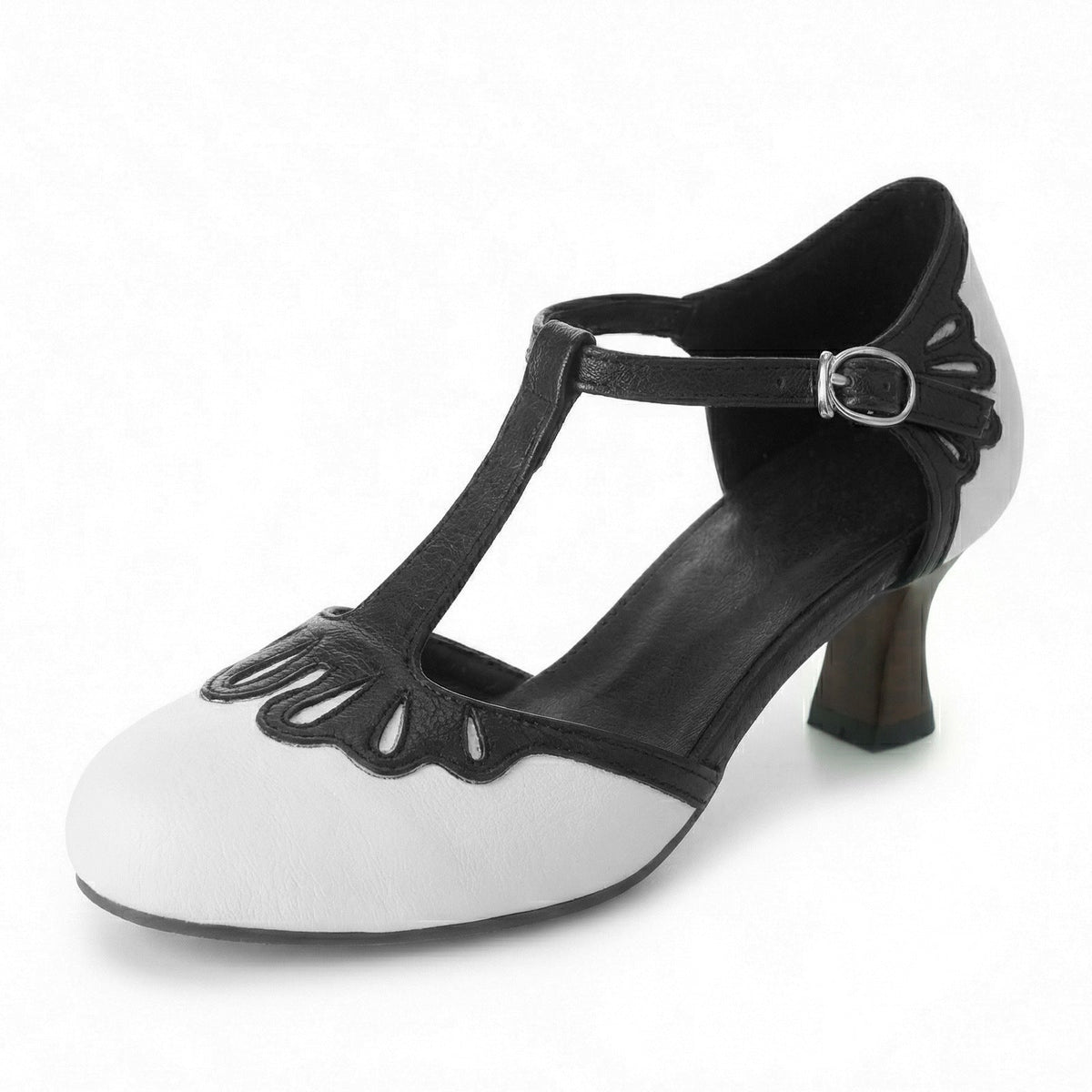 Retro-style Patchwork Womens Peep-toe T-strap Hollow-out Sandals In Mixed Colors