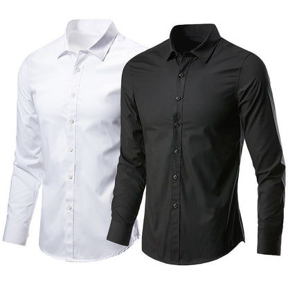 Men White Casual Suit Shirt Solid Color