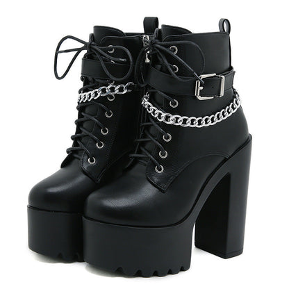 Platform Booties Women's High Heel Chunky Heel Martin Boots