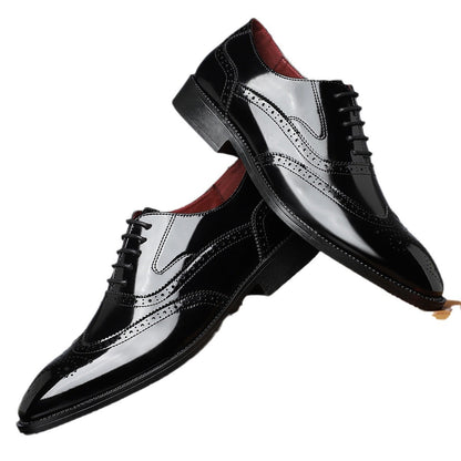 Men's British-style Business Formal Pointed-toe Lace-up Casual Shoes