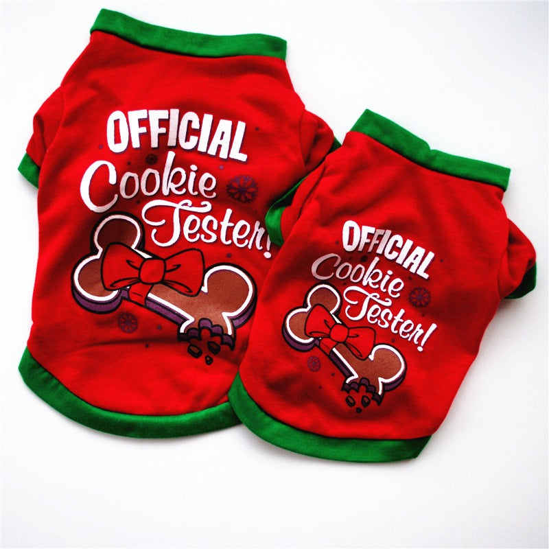 Red Christmas Style Christmas Snowman Pet Clothing Dog T-shirt