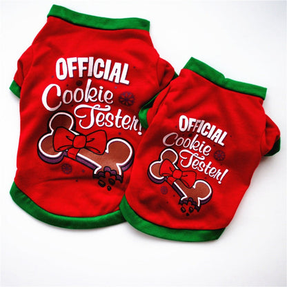 Red Christmas Style Christmas Snowman Pet Clothing Dog T-shirt