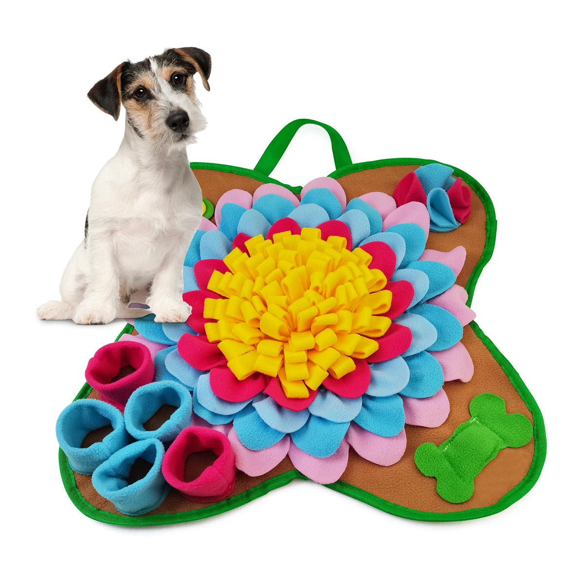 Ankilo Snuffle Mat for Dogs 20*20 Interactive Foraging Puzzle Blanket Dog Feeding Mat with Non-Slip Bottom Foldable Pet Snuffle Mat for Sniffing Slow Feeding and Stress Release