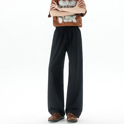 Mens Summer Thin-Style Loose Straight-Leg Ice Cotton Extended Casual Pants