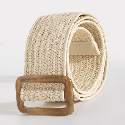 Bohemian Belt, Pp Grass Belt, Woven Belt, Skirt Matching, Natural Style, Versatile Decorative Elastic Belt For Women