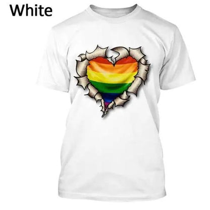 Rainbow 3D Printed T-shirt Men And Women Oversized Short Sleeve Casual Shirt Fashion Tops Trend