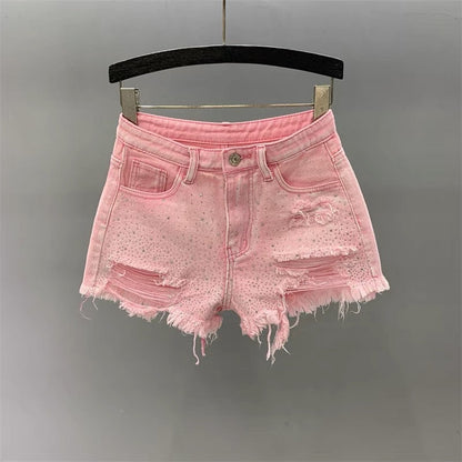 High Waist Slimming Rhinestone Hot Pants