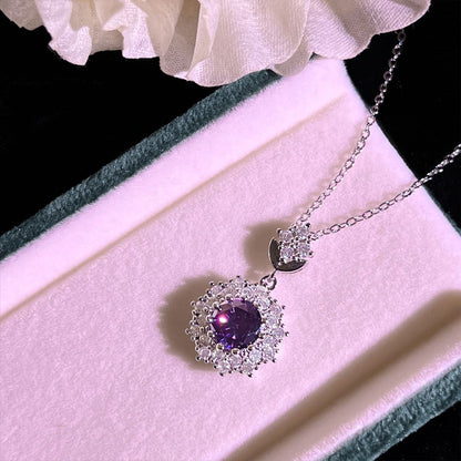 Amethyst Rings Pendants Stud Earrings Three-piece Set