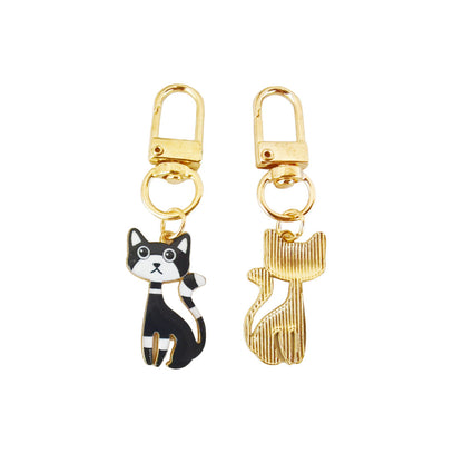 Halloween Alloy-printed Kitten Pendant Keychain
