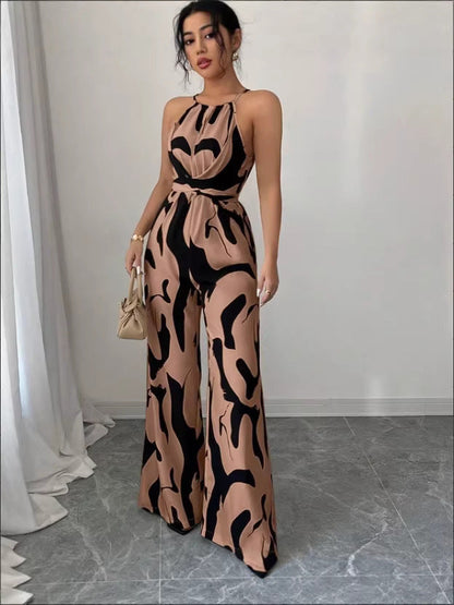 European And American Style Milk-Pattern Halter Neck Jumpsuit 2026 New Model Women's Tie-Back Open-Back Bodysuit