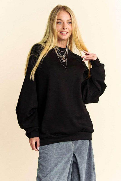 Davi & Dani Round Neck Raglan Sleeve Sweatshirt for Women