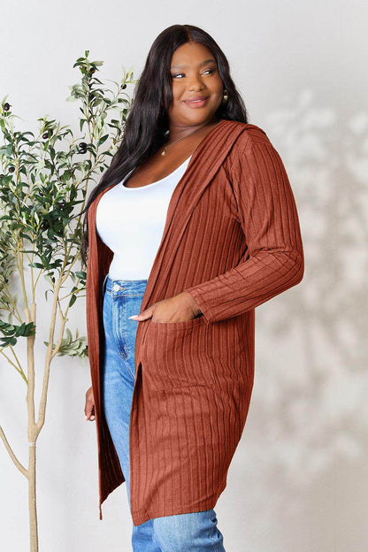 Basic Bae Full Size Hooded Sweater Cardigan for Women