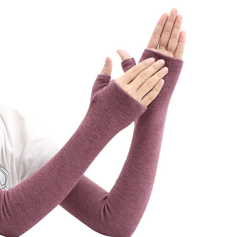 Women's Pure Cashmere Arm Warmers - Knitted Elastic Sleeve Covers for Winter Cold Weather Protection