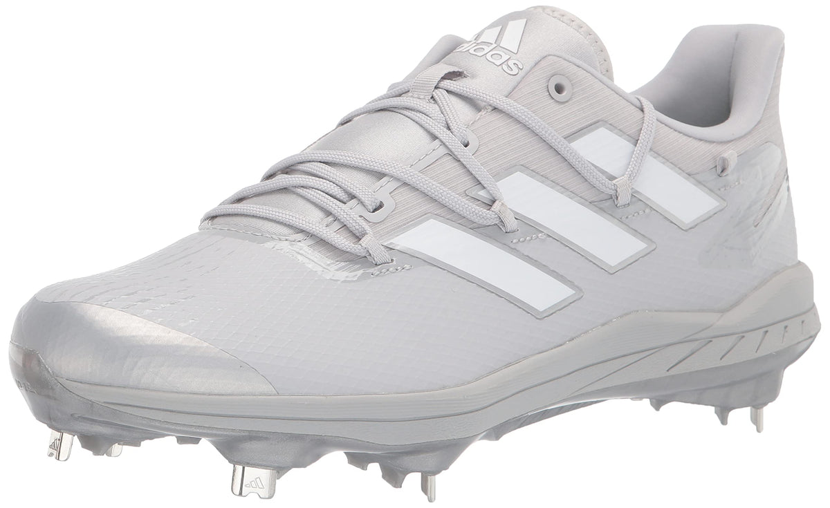 adidas Mens Adizero Afterburner 8 Baseball Shoe Team Light Grey/White/Silver Metallic 7.5