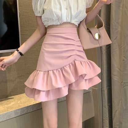 Irregular Hem Flared Skirt Women