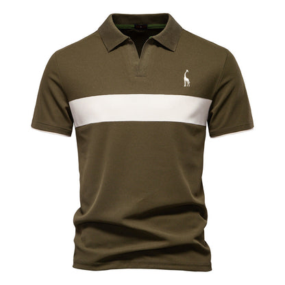 Deer Embroidered POLO Men's Lapel Short-sleeved T-shirt