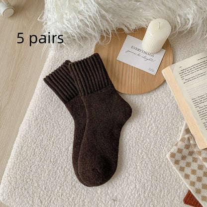 Womens Mid-calf Terry Socks For Fall And Winter