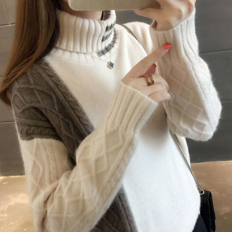 Women's Thickened Cable-knit Turtleneck Sweater