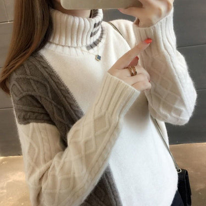Women's Thickened Cable-knit Turtleneck Sweater